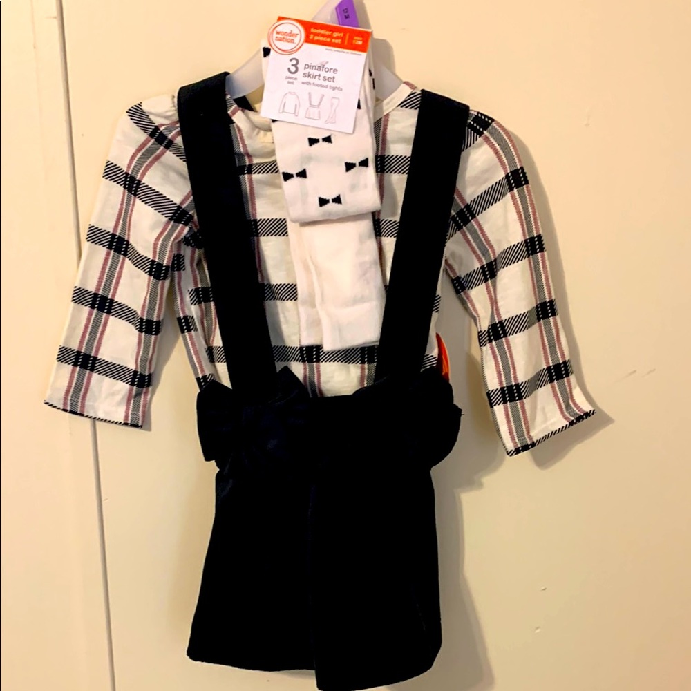 Plaid 3-Piece Toddler Skirt set NEW Size 12 Mo Precious Shirt Skirt Socks W/Bows